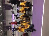 trophy on the stand with girls